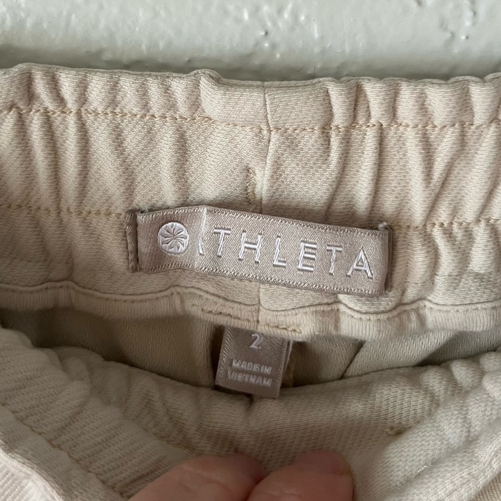 Athleta Pants Women's 2 Farallon Zip Pocket Joggers Ivory Minimalist Athleisure - Picture 6 of 8